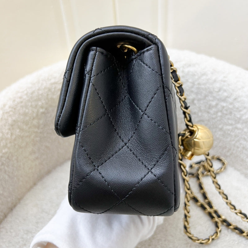 Chanel Pearl Crush Mini Rectangular Flap in 23K Black Stiff Lambskin and AGHW (Model: AS1787)