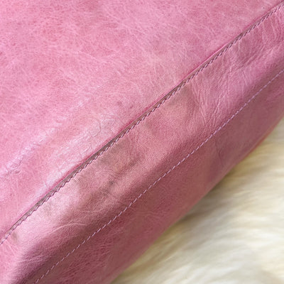 Balenciaga Day Hobo Bag in Pink Distressed Leather and GHW