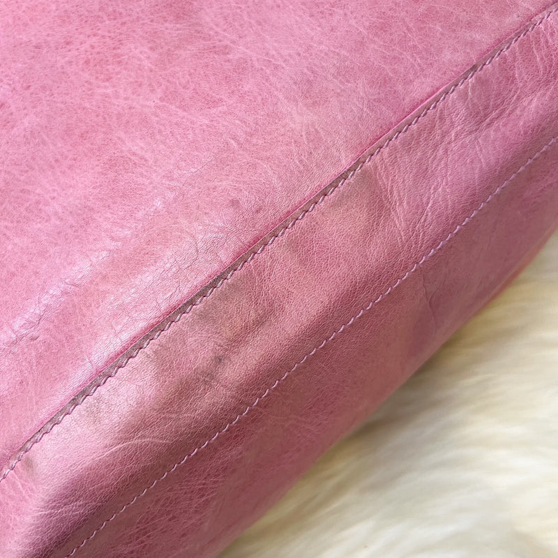 Balenciaga Day Hobo Bag in Pink Distressed Leather and GHW