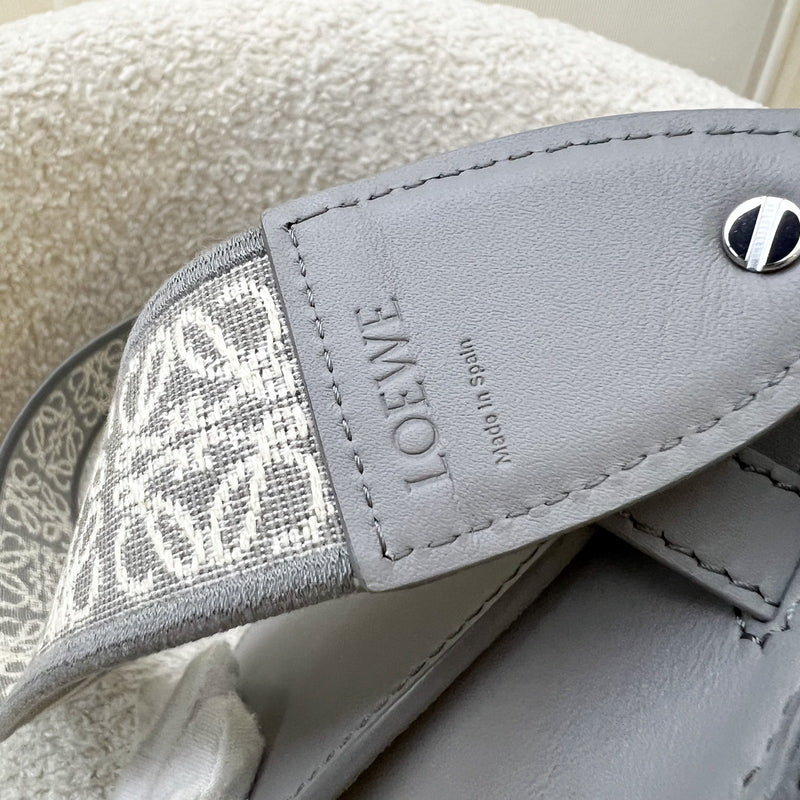 Loewe Mini Gate Dual Bag in Pearl Grey Calfskin and Jacquard Strap SHW (Model: A650N46X13)