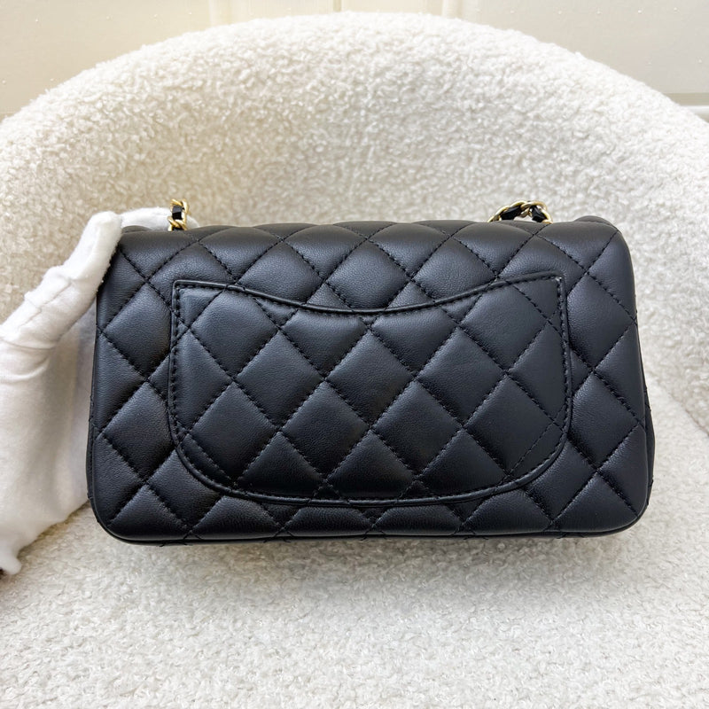 Chanel Pearl Crush Mini Rectangular Flap in 23K Black Stiff Lambskin and AGHW (Model: AS1787)