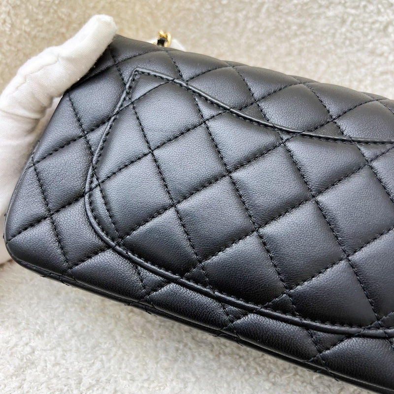 Chanel Pearl Crush Mini Rectangular Flap in 23K Black Stiff Lambskin and AGHW (Model: AS1787)