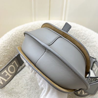 Loewe Mini Gate Dual Bag in Pearl Grey Calfskin and Jacquard Strap SHW (Model: A650N46X13)