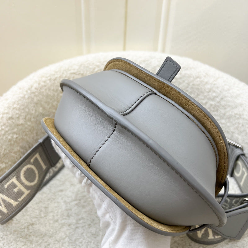 Loewe Mini Gate Dual Bag in Pearl Grey Calfskin and Jacquard Strap SHW (Model: A650N46X13)
