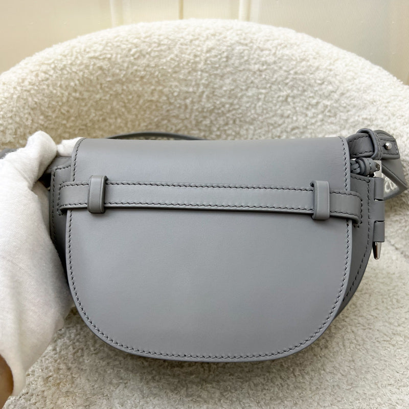 Loewe Mini Gate Dual Bag in Pearl Grey Calfskin and Jacquard Strap SHW (Model: A650N46X13)