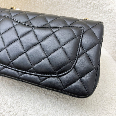 Chanel Pearl Crush Mini Rectangular Flap in 23K Black Stiff Lambskin and AGHW (Model: AS1787)