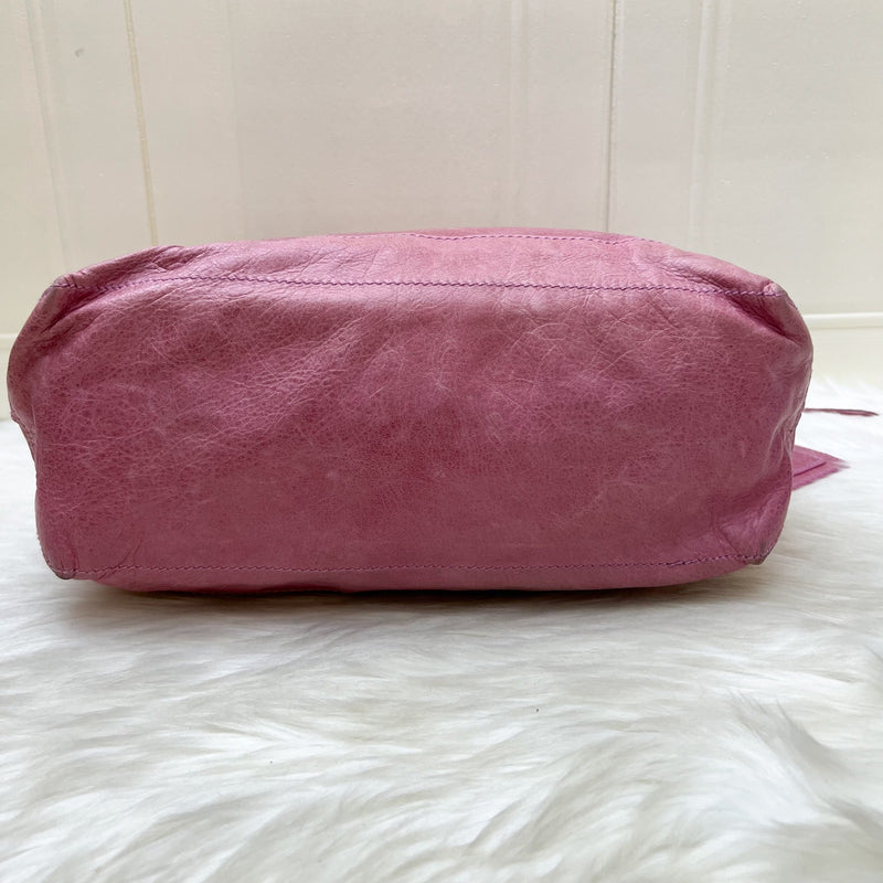 Balenciaga Day Hobo Bag in Pink Distressed Leather and GHW