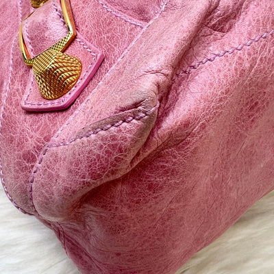 Balenciaga Day Hobo Bag in Pink Distressed Leather and GHW