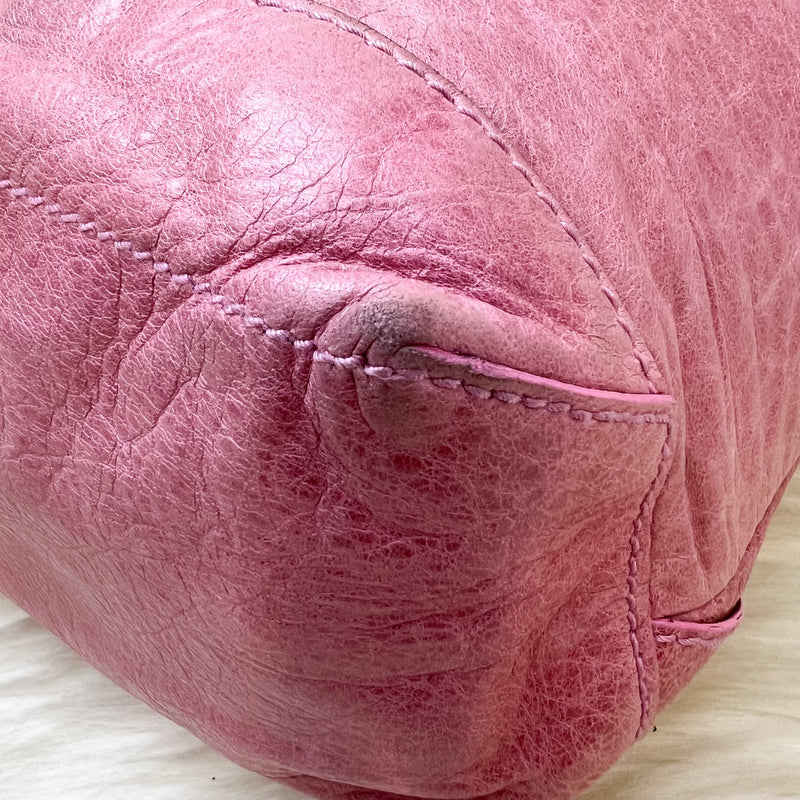 Balenciaga Day Hobo Bag in Pink Distressed Leather and GHW