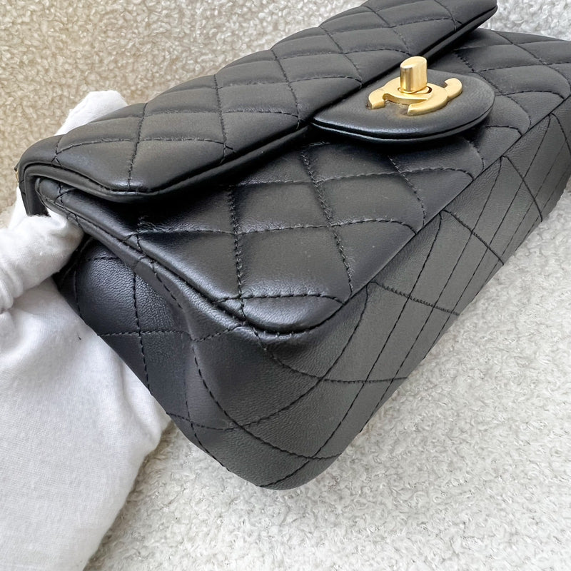 Chanel Pearl Crush Mini Rectangular Flap in 23K Black Stiff Lambskin and AGHW (Model: AS1787)