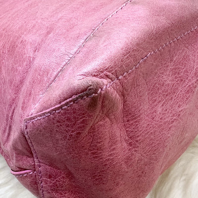 Balenciaga Day Hobo Bag in Pink Distressed Leather and GHW