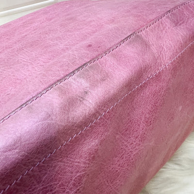 Balenciaga Day Hobo Bag in Pink Distressed Leather and GHW