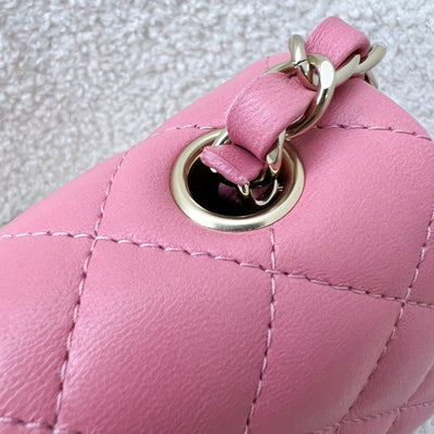 Chanel Mini Rectangle Classic Flap in 21A Pink Lambskin and LGHW