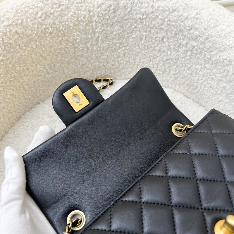 Chanel Pearl Crush Mini Rectangular Flap in 23K Black Stiff Lambskin and AGHW (Model: AS1787)