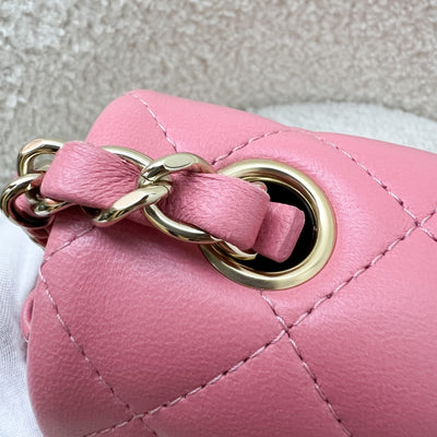 Chanel Mini Rectangle Classic Flap in 21A Pink Lambskin and LGHW