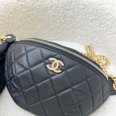 Chanel 24P Heart Adjustable Chain Waist Bag in Black Caviar and AGHW (Model: AP3761)
