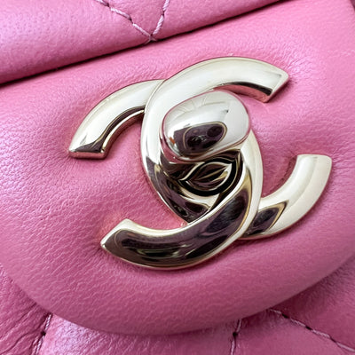 Chanel Mini Rectangle Classic Flap in 21A Pink Lambskin and LGHW