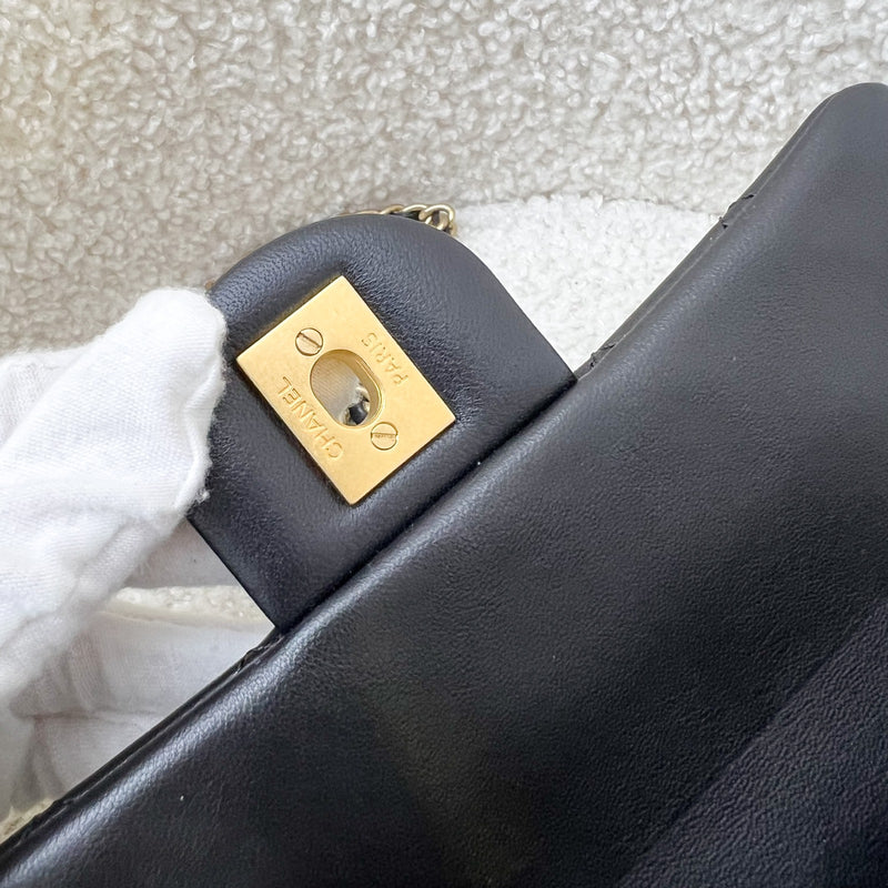 Chanel Pearl Crush Mini Rectangular Flap in 23K Black Stiff Lambskin and AGHW (Model: AS1787)