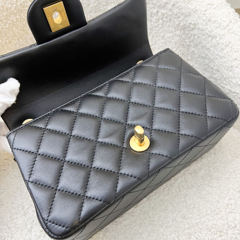 Chanel Pearl Crush Mini Rectangular Flap in 23K Black Stiff Lambskin and AGHW (Model: AS1787)