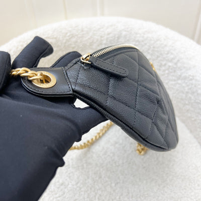Chanel 24P Heart Adjustable Chain Waist Bag in Black Caviar and AGHW (Model: AP3761)