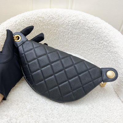 Chanel 24P Heart Adjustable Chain Waist Bag in Black Caviar and AGHW (Model: AP3761)