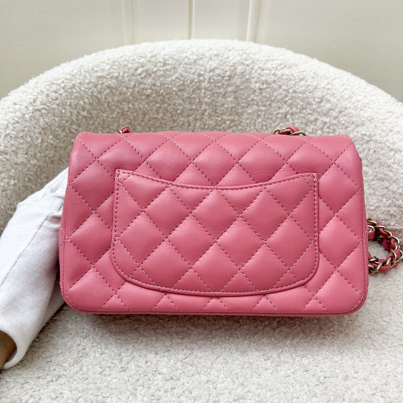 Chanel Mini Rectangle Classic Flap in 21A Pink Lambskin and LGHW