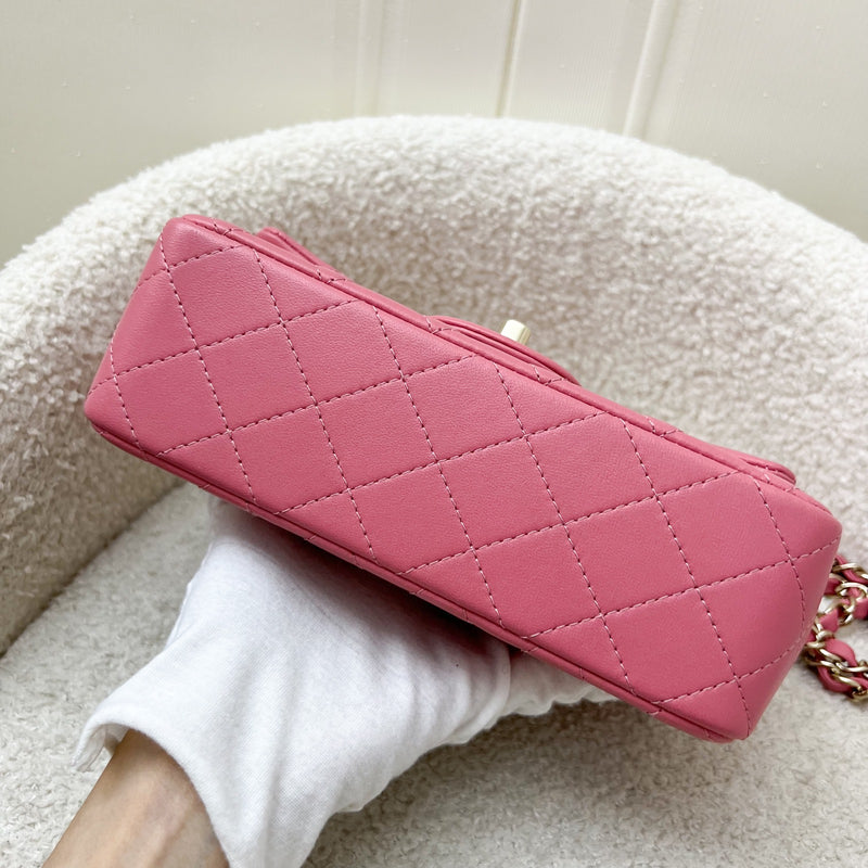 Chanel Mini Rectangle Classic Flap in 21A Pink Lambskin and LGHW