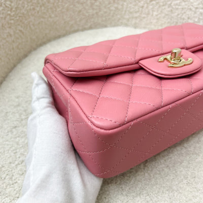 Chanel Mini Rectangle Classic Flap in 21A Pink Lambskin and LGHW