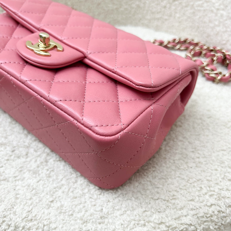 Chanel Mini Rectangle Classic Flap in 21A Pink Lambskin and LGHW