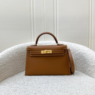 Hermes Mini Kelly Sellier 20 in Gold Epsom Leather and GHW