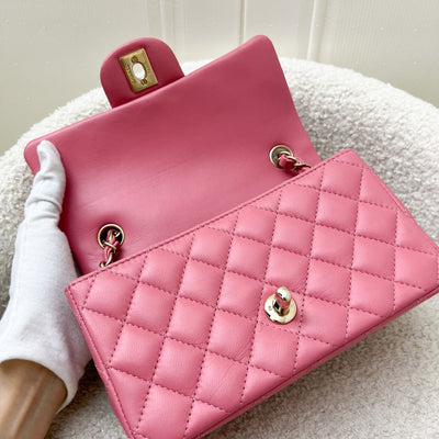 Chanel Mini Rectangle Classic Flap in 21A Pink Lambskin and LGHW