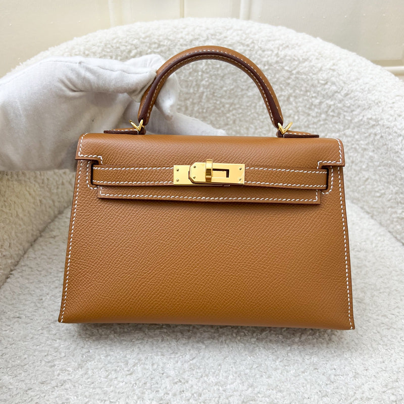 Hermes Mini Kelly Sellier 20 in Gold Epsom Leather and GHW