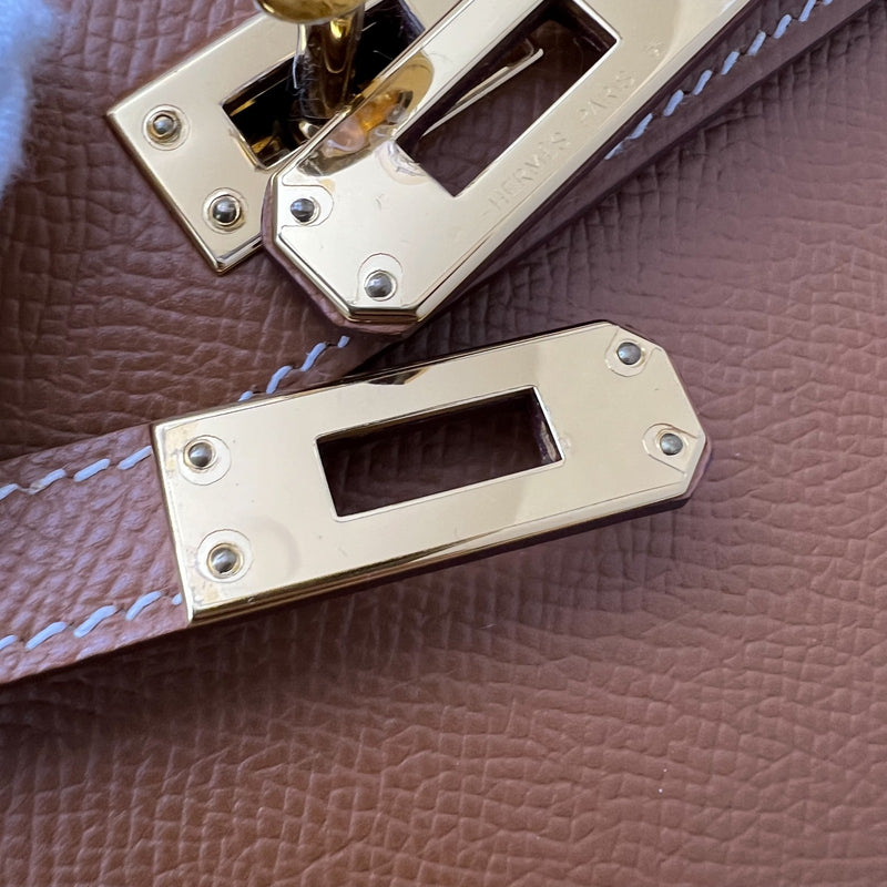 Hermes Mini Kelly Sellier 20 in Gold Epsom Leather and GHW