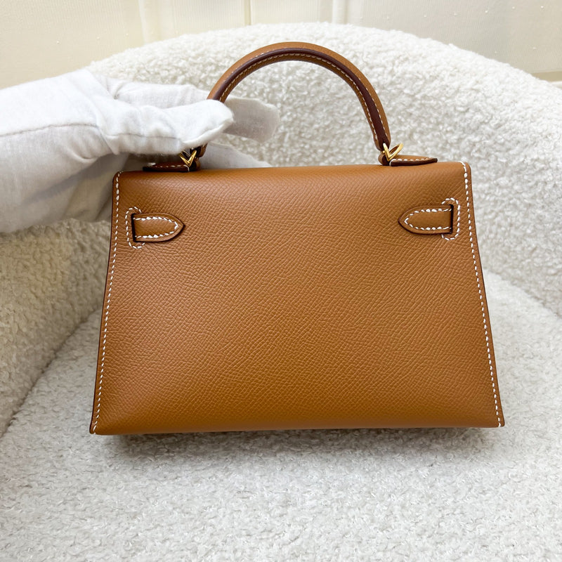 Hermes Mini Kelly Sellier 20 in Gold Epsom Leather and GHW