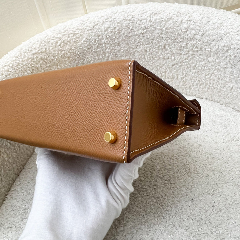 Hermes Mini Kelly Sellier 20 in Gold Epsom Leather and GHW