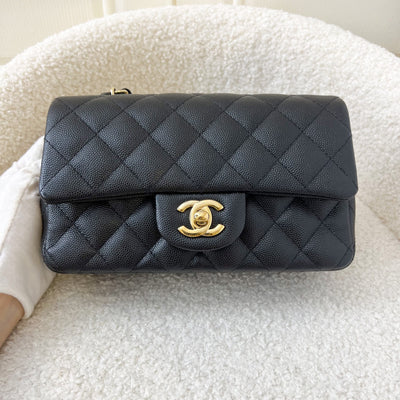 Chanel Classic Mini Rectangle Flap in 17B Black Caviar and LGHW