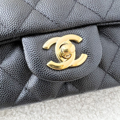 Chanel Classic Mini Rectangle Flap in 17B Black Caviar and LGHW