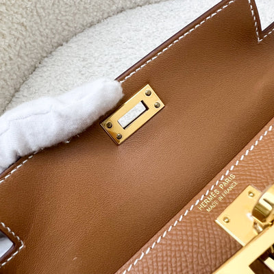 Hermes Mini Kelly Sellier 20 in Gold Epsom Leather and GHW