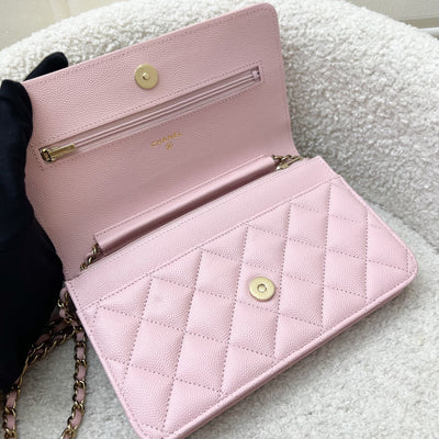 [BN - Local Set - Dec 2022] Chanel Classic Wallet on Chain WOC in 22B Pink Caviar LGHW (Model: AP0250)