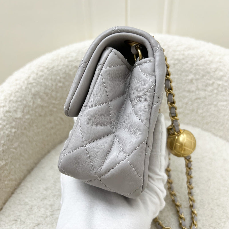 Chanel Pearl Crush Mini Rectangle Flap in 22B Grey Lambskin and AGHW