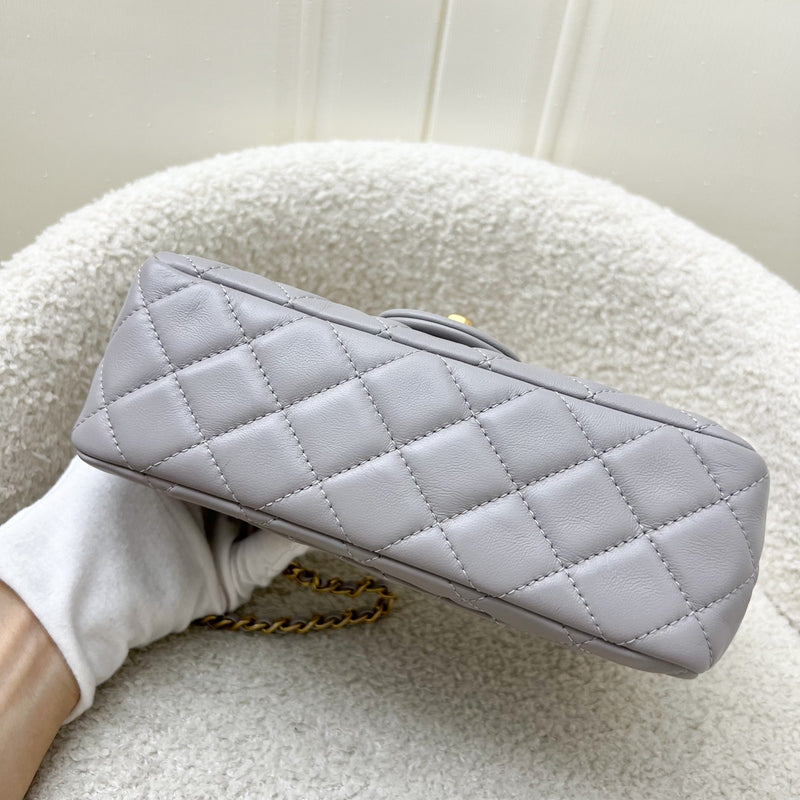 Chanel Pearl Crush Mini Rectangle Flap in 22B Grey Lambskin and AGHW