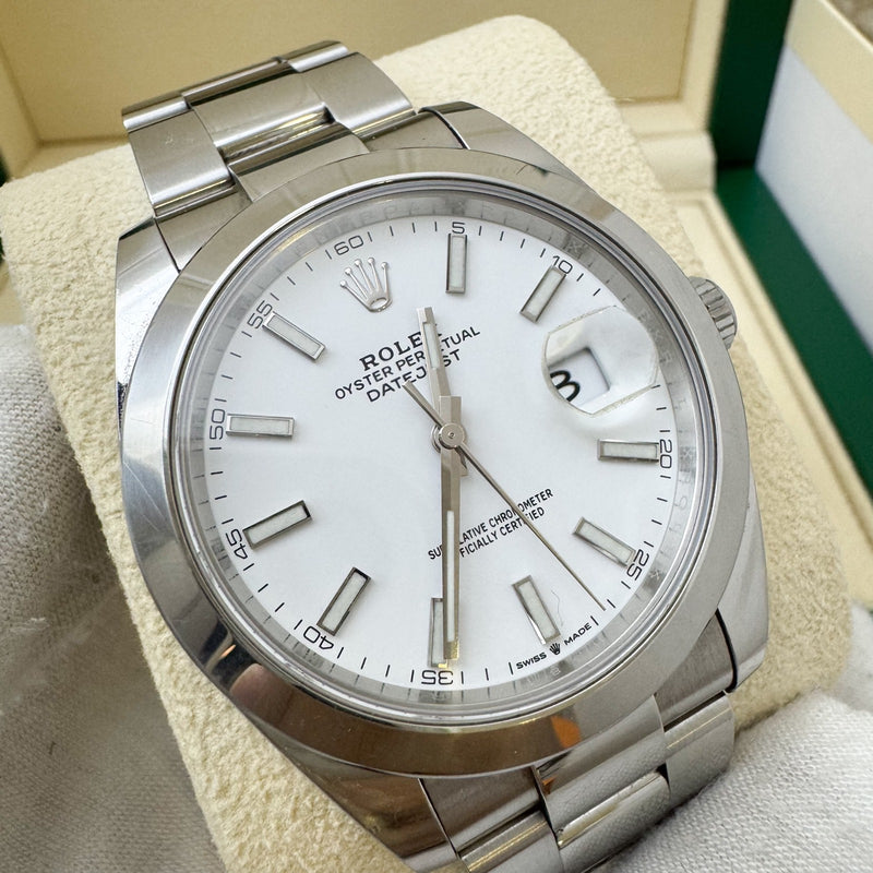 Rolex Datejust 41 with White Dial and Oystersteel Bracelet (Model: 126300)