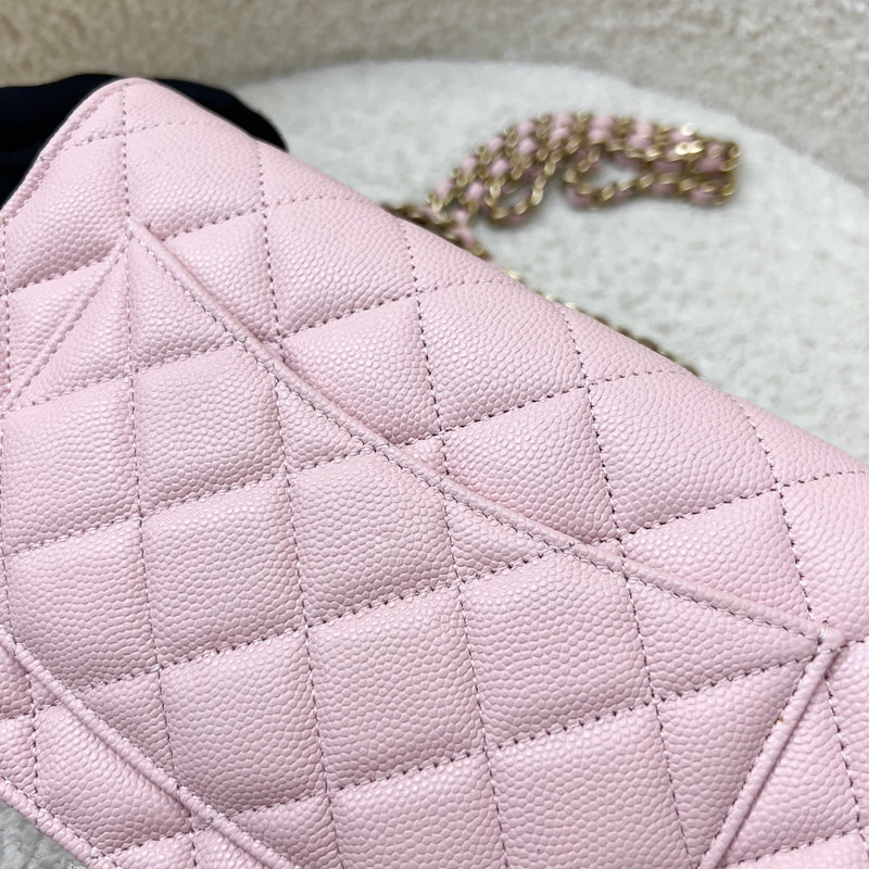 [BN - Local Set - Dec 2022] Chanel Classic Wallet on Chain WOC in 22B Pink Caviar LGHW (Model: AP0250)