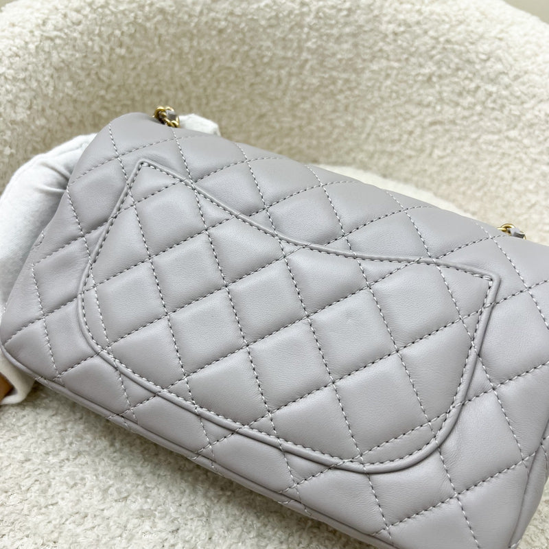 Chanel Pearl Crush Mini Rectangle Flap in 22B Grey Lambskin and AGHW