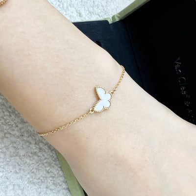 Van Cleef & Arpels VCA Sweet Butterfly Bracelet with Mother of Pearl MOP in 18K Yellow Gold (Ref: VCARF69000)