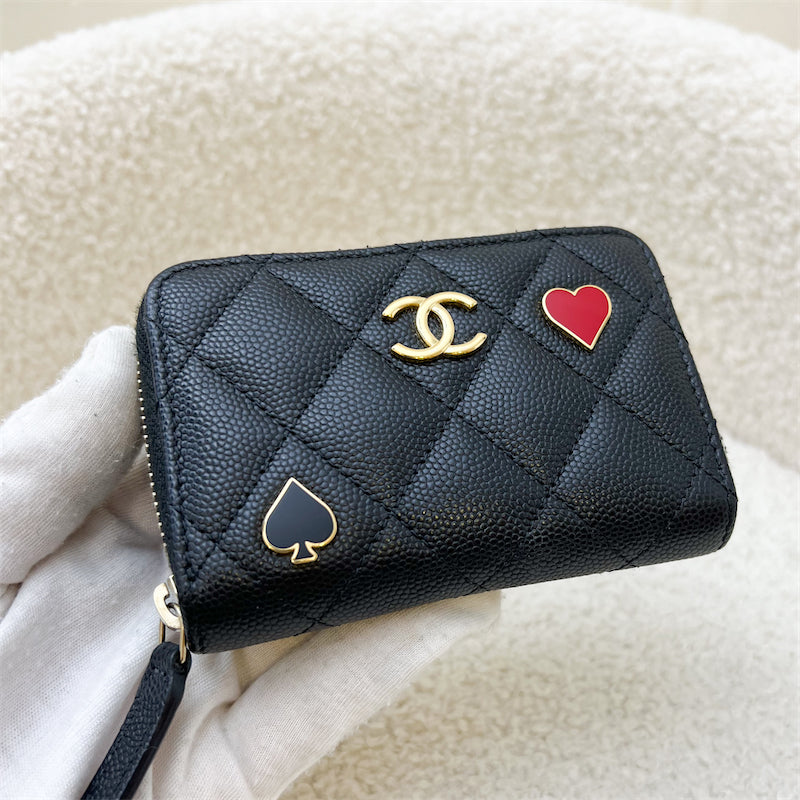 Chanel 23C Zippy Card Holder in Black Caviar LGHW