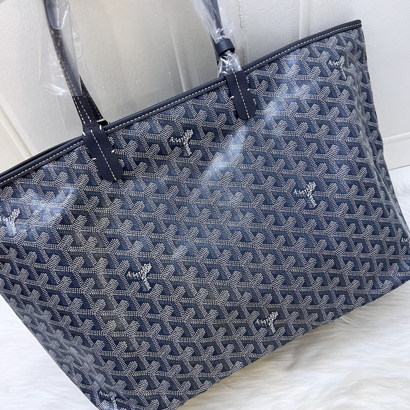 [Brand New] Goyard St Louis PM Tote in Grey Goyardine Canvas