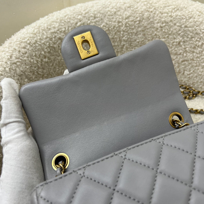 Chanel Pearl Crush Mini Square Flap in 21B Grey Lambskin AGHW