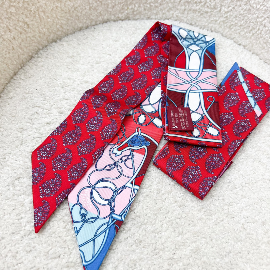 Hermes Coup de Fouet au Bloc Twilly in Rose / Rouge / Blue 100