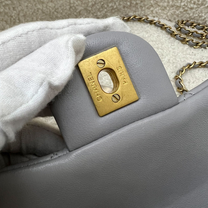 Chanel Pearl Crush Mini Square Flap in 21B Grey Lambskin AGHW